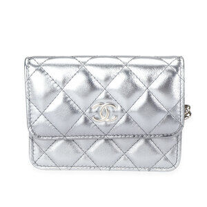 Chanel Silver Metallic Quilted Lambskin Coco Punk Belt Bag